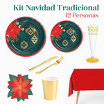 Kit de mesa premium de Natal tradicional 12 pessoas