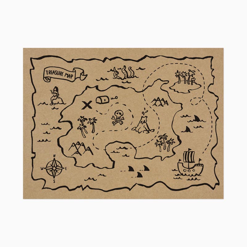 Toalhas de mesa individuais mapa de tesouro pirata 40 x 30 cm