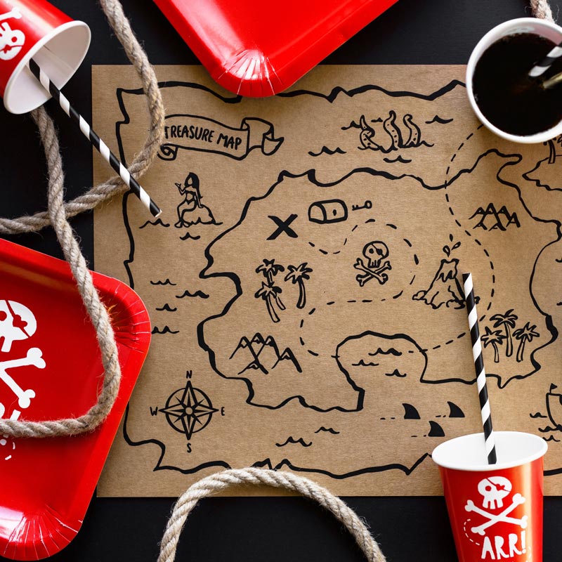 Individual tablecloths pirate treasure map 40 x 30 cm