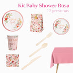 Premium table kit 12 people baby shower pink