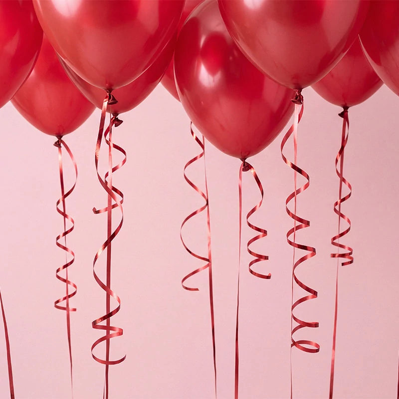 Nastro per palloncini glitterati 0,5 cm x 90 m Rosso