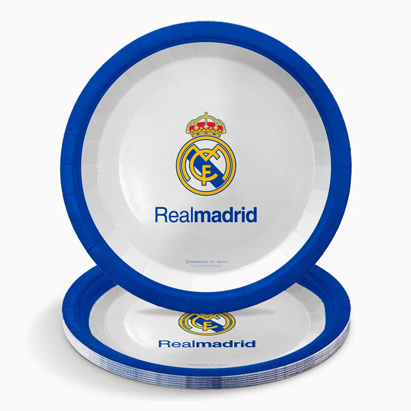 Plato Cartón Llano Postre Ø 18 cm Real Madrid