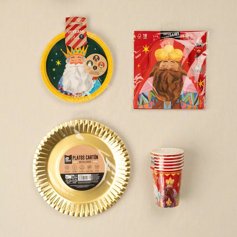 Kit Mesa Basic Noche de Reyes Magos Oro 6 Personas 40 piezas