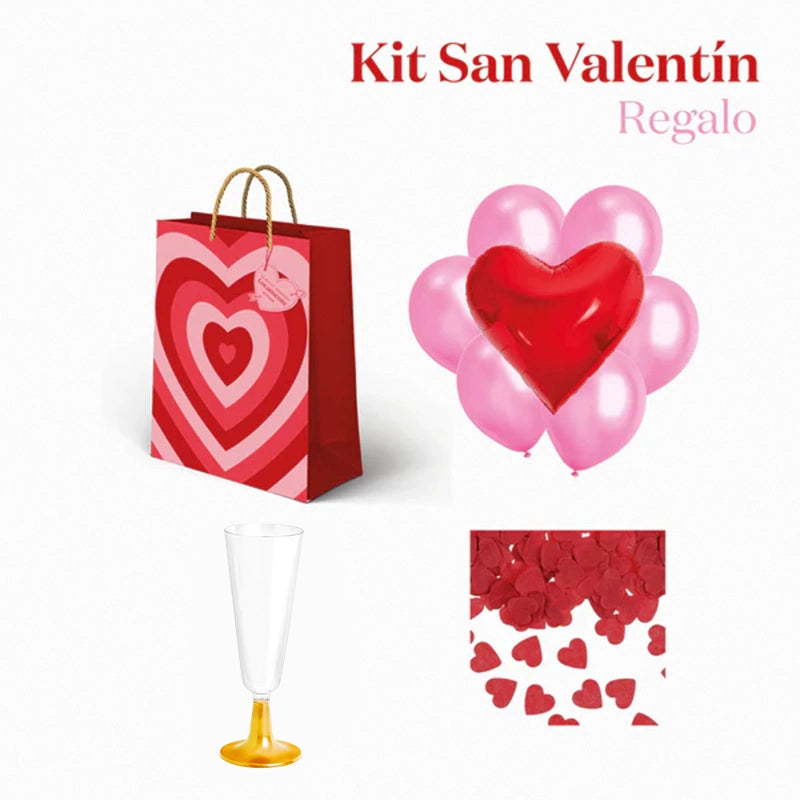 Kit de presente com bolsa de corações para o Dia dos Namorados