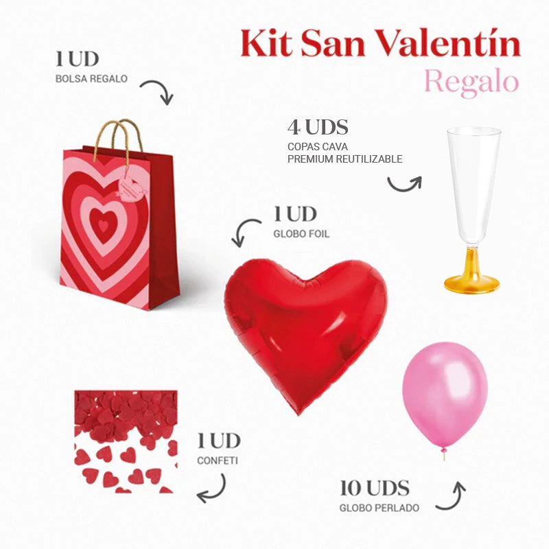 Kit de presente com bolsa de corações para o Dia dos Namorados