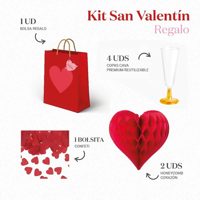 Kit de presente com bolsa de coração para o Dia dos Namorados