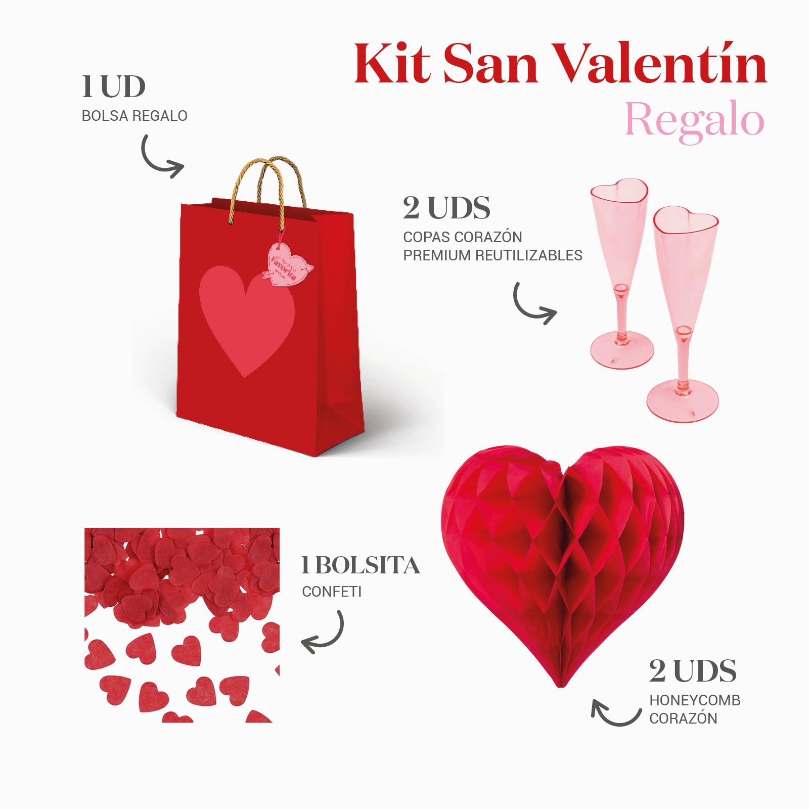 Bag do kit de presente Valentín Heart