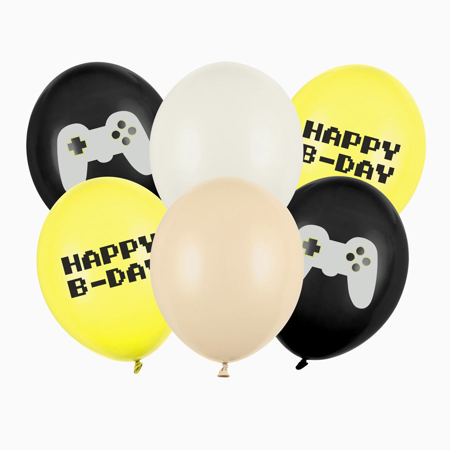Ballons de 30 cm, joyeux anniversaire, mixtes (1 paquet / 6 pièces.)