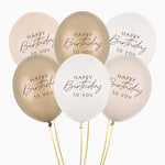 Globo Látex 30 cm 'Happy Birthday' Tonos Beige
