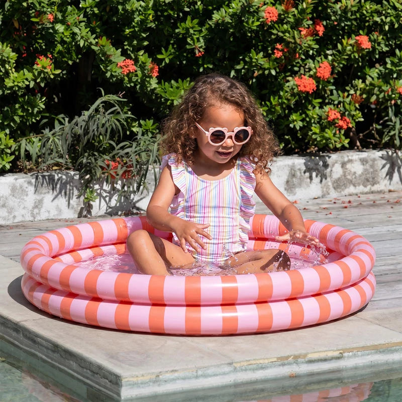 Inspiracion con Piscina para Niños Ø 100 cm Rosa con Rayas Rojas