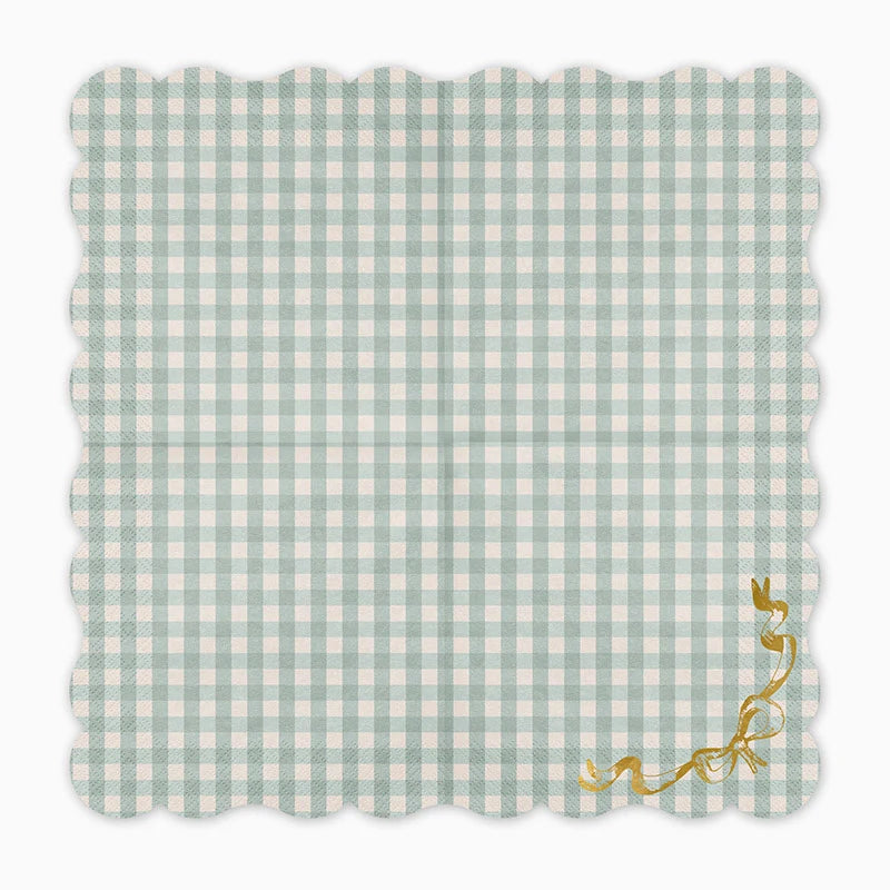 Servilleta Papel Doble Capa 33 x 33 cm Vichy Verde Pastel