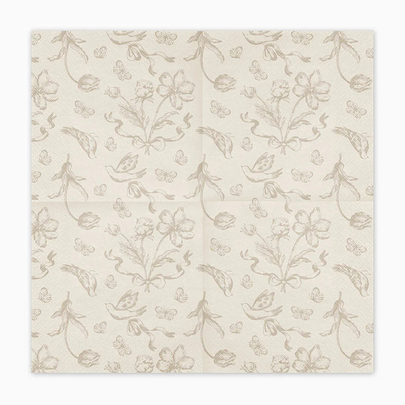 Doppio strato di tovagliolo di carta 33 x 33 cm fiore beige stampato