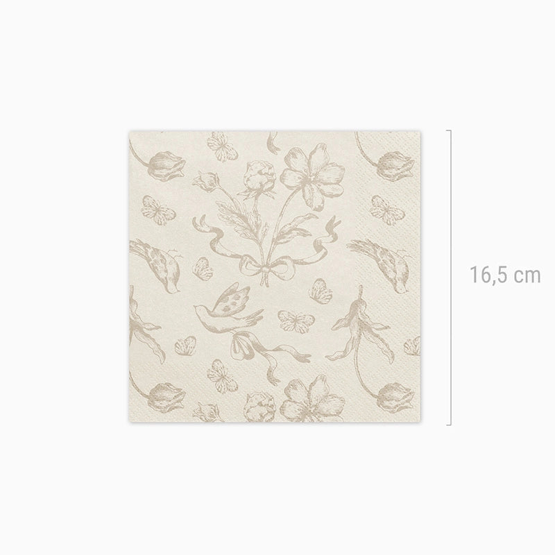 Doppio strato di tovagliolo di carta 33 x 33 cm fiore beige stampato