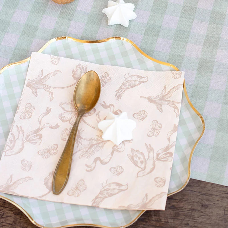 Doppio strato di tovagliolo di carta 33 x 33 cm fiore beige stampato