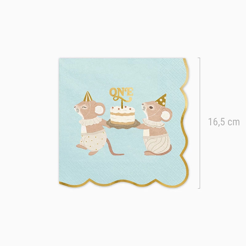Tovaglioli di carta doppio strato 33 x 33 cm Primo Compleanno Blu