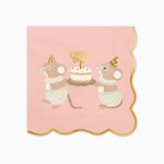 Tovaglioli di carta doppio strato 33 x 33 cm Primo Compleanno Rosa