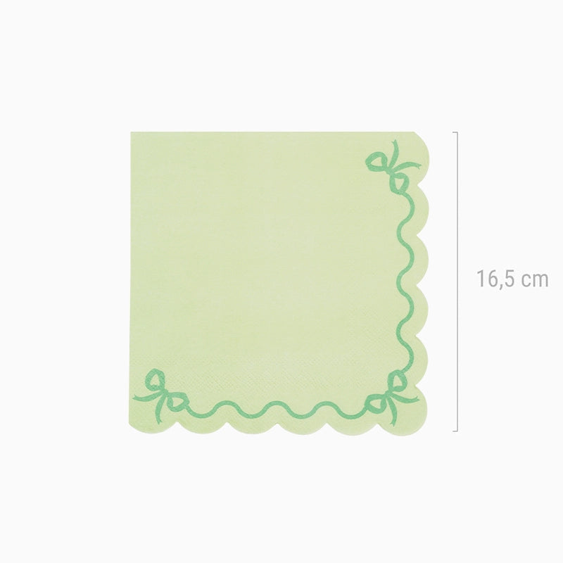 Servilleta Papel con Volantes 33 x 33 cm Lazos Verde
