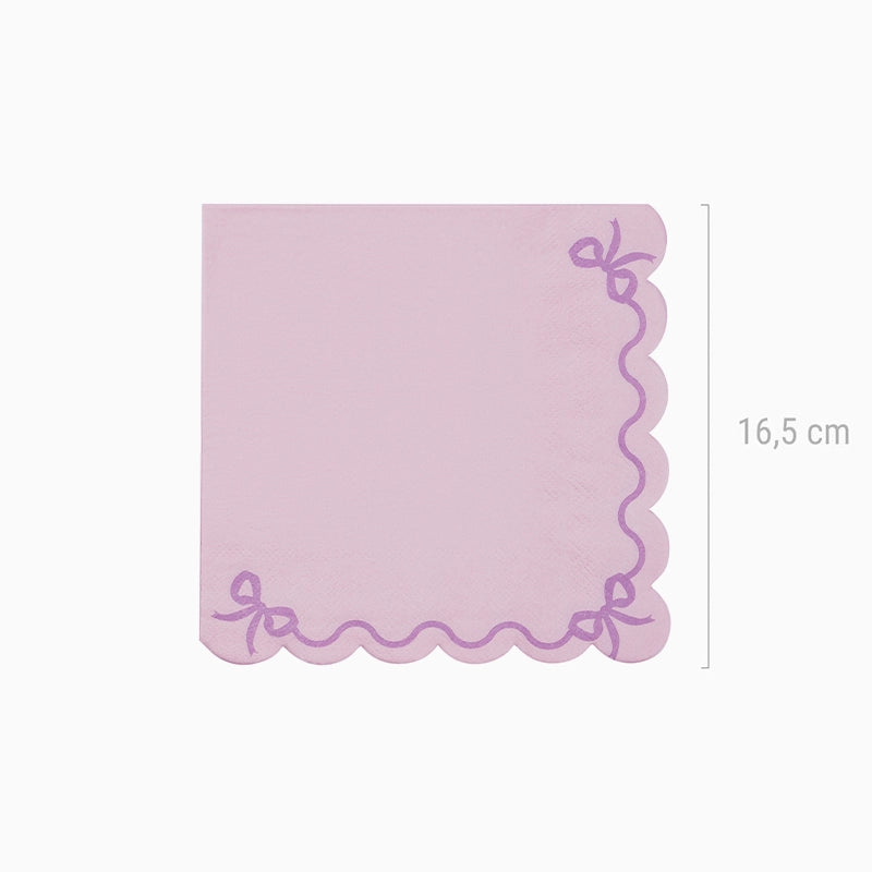 Servilleta Papel con Volantes 33 x 33 cm Lazos Lavanda