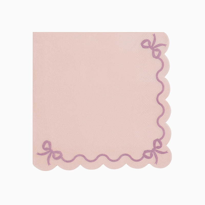 Servilleta Papel con Volantes 33 x 33 cm Lazos Rosa Pastel