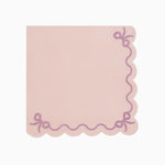 Guardanapo de papel com babados 33 x 33 cm Laços rosa bebê pastel