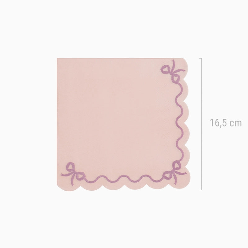 Servilleta Papel con Volantes 33 x 33 cm Lazos Rosa Pastel