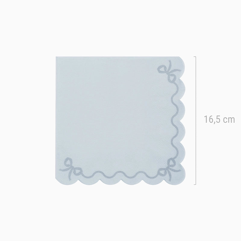 Servilleta Papel con Volantes 33 x 33 cm Lazos Azul Pastel