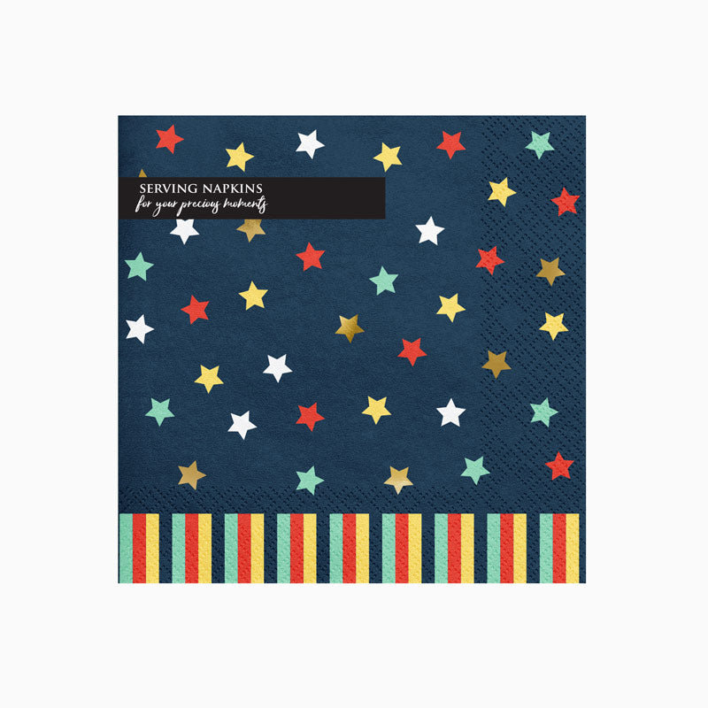 Quadrados de papel 33x33 cm estrelas azuis marinhas