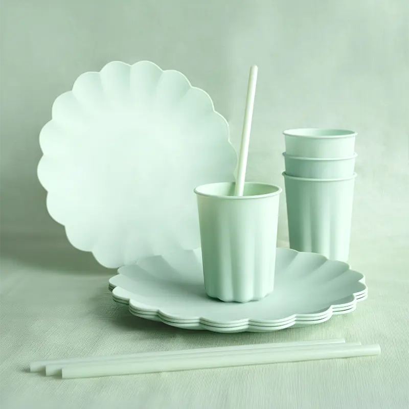 Pajita Plástico Reutilizable 23 cm Verde Pastel