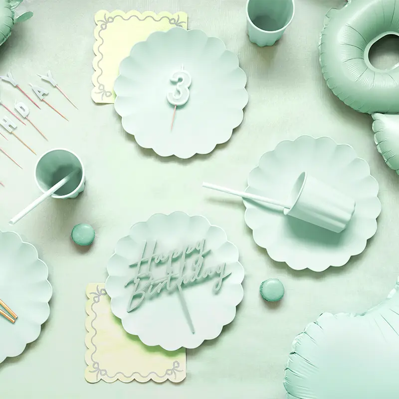 Pajita Plástico Reutilizable 23 cm Verde Pastel