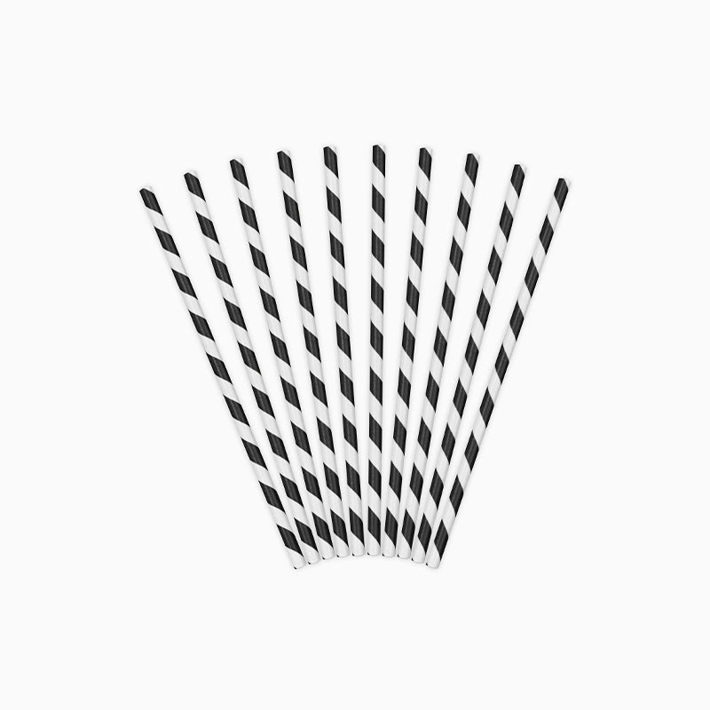 Pajita Papel 19.5 cm Rayas Blanco y Negro