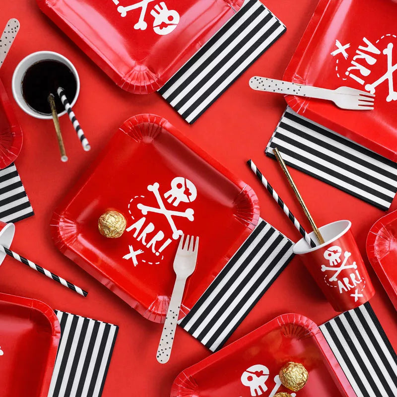 Pajita Papel 19.5 cm Rayas Blanco y Negro