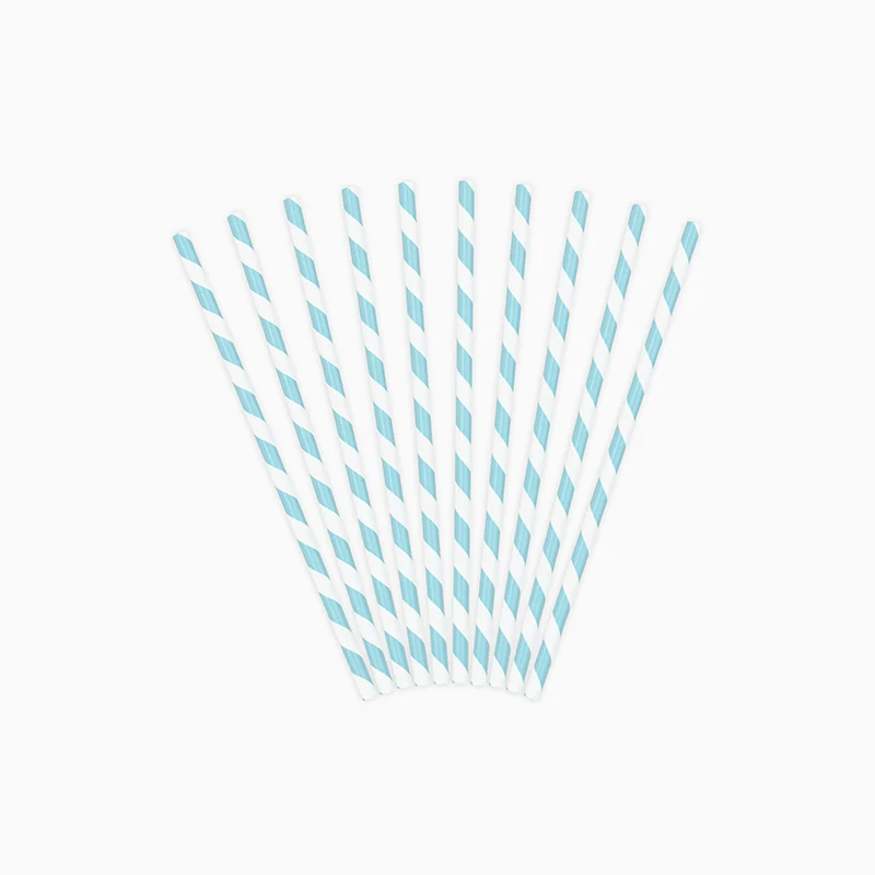 Pajita Papel 19.5 cm Rayas Blanco y Azul Pastel