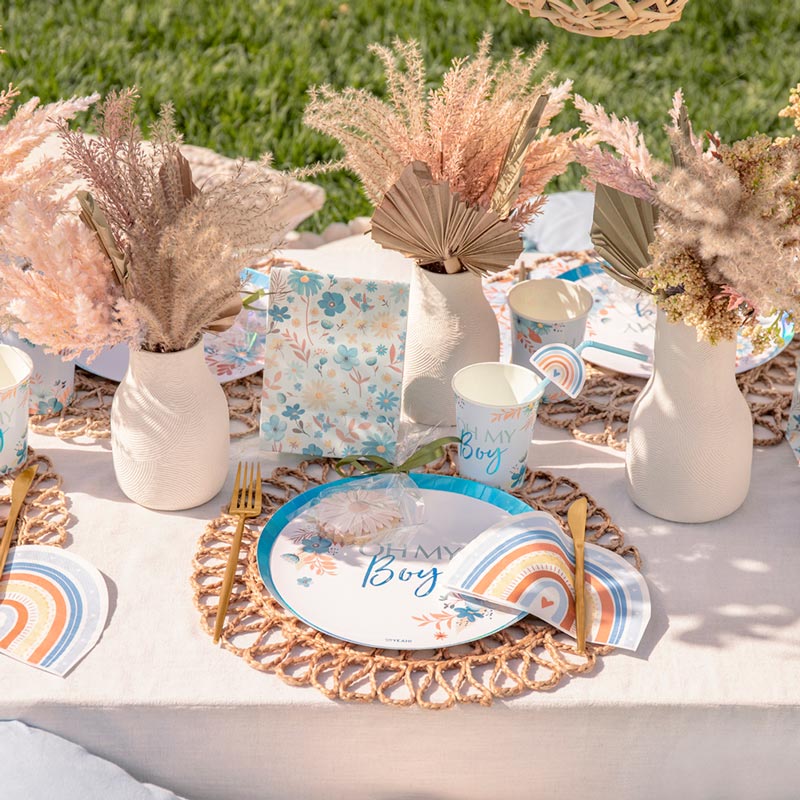 Kit de table premium 12 personnes baby shower bleu