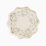 Plato Cartón Llano Ø 20 cm Estampado Flor Beige