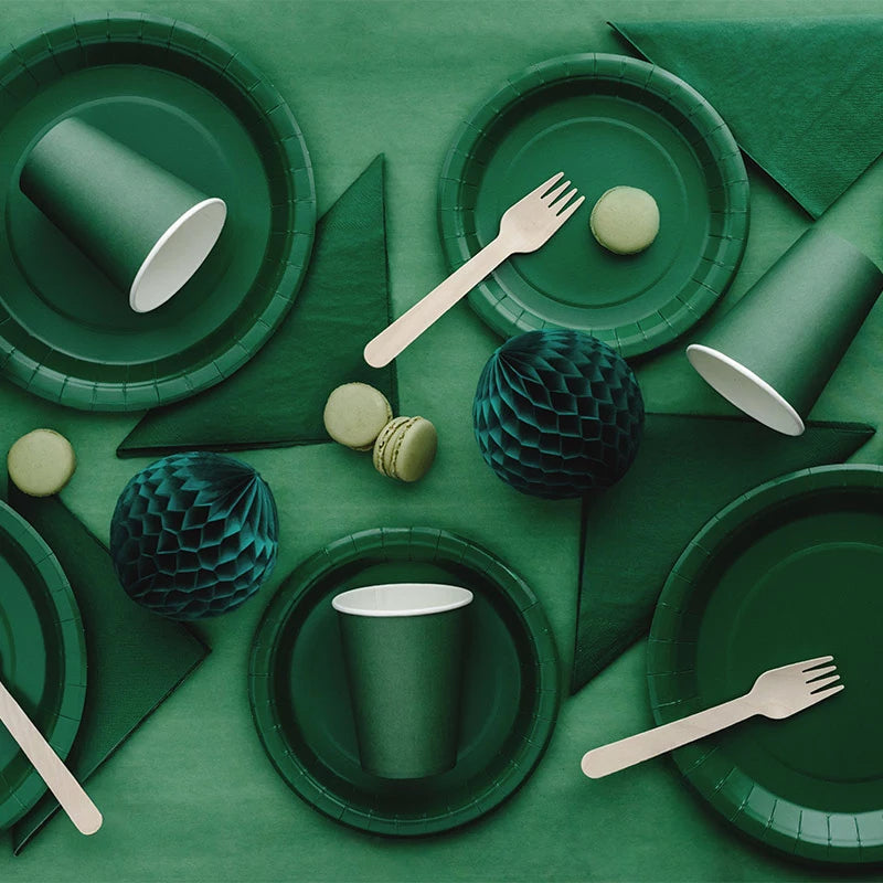 Plato Llano Redondo Cartón Ø 23 cm Verde Oscuro