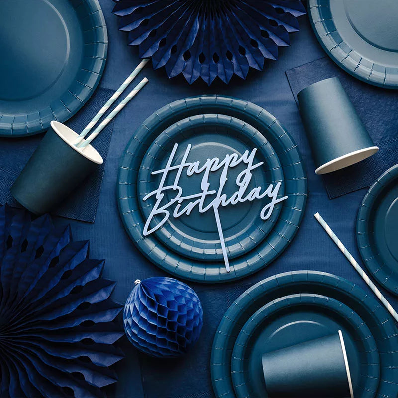 Plato Postre Llano Redondo Cartón Ø 18 cm Azul Marino