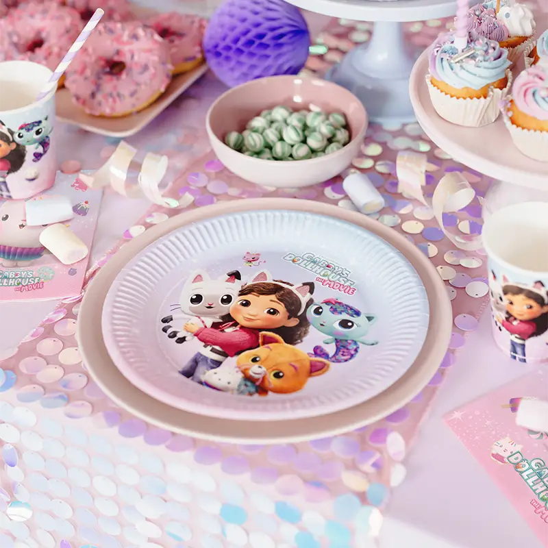 Plato Llano Redondo Cartón Ø 23 cm La Casa de Muñecas de Gabby