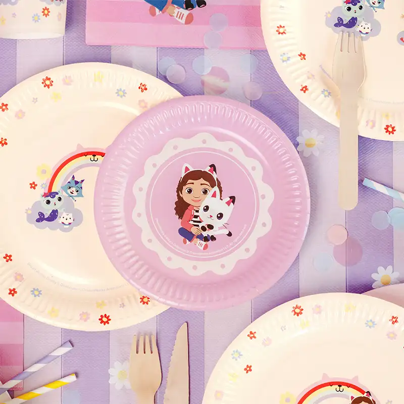 Plato Llano Redondo Postre Cartón Ø 18 cm La Casa de Muñecas de Gabby