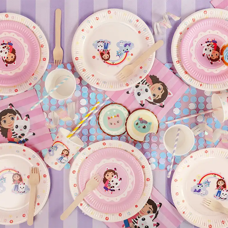 Plato Llano Redondo Postre Cartón Ø 18 cm La Casa de Muñecas de Gabby