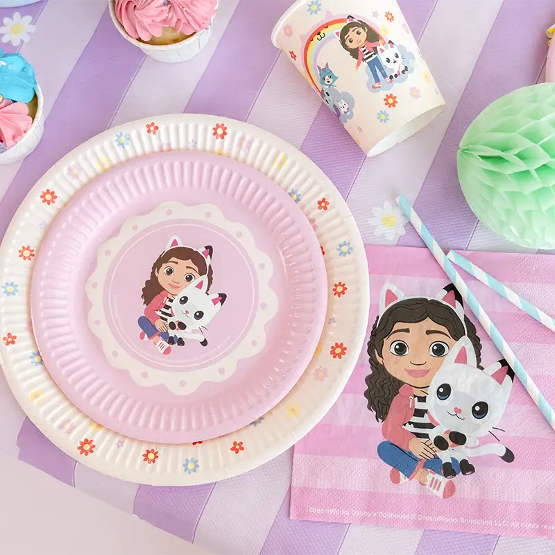 Plato Llano Redondo Postre Cartón Ø 18 cm La Casa de Muñecas de Gabby