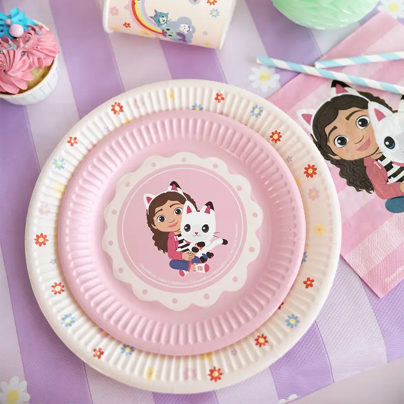 Plato Llano Redondo Postre Cartón Ø 18 cm La Casa de Muñecas de Gabby