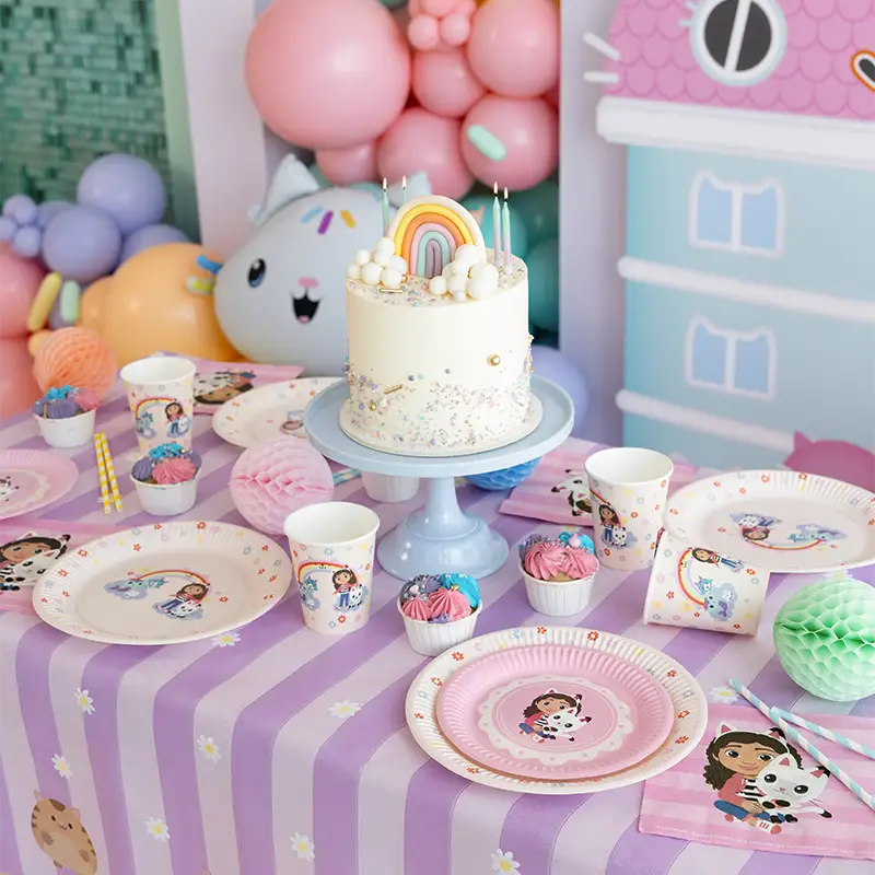 Plato Llano Redondo Postre Cartón Ø 18 cm La Casa de Muñecas de Gabby