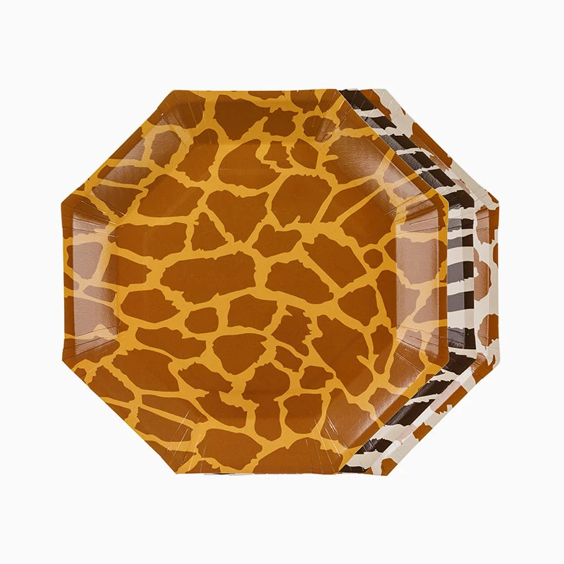 Platos Cartón Octogonal 23 cm Animal Print