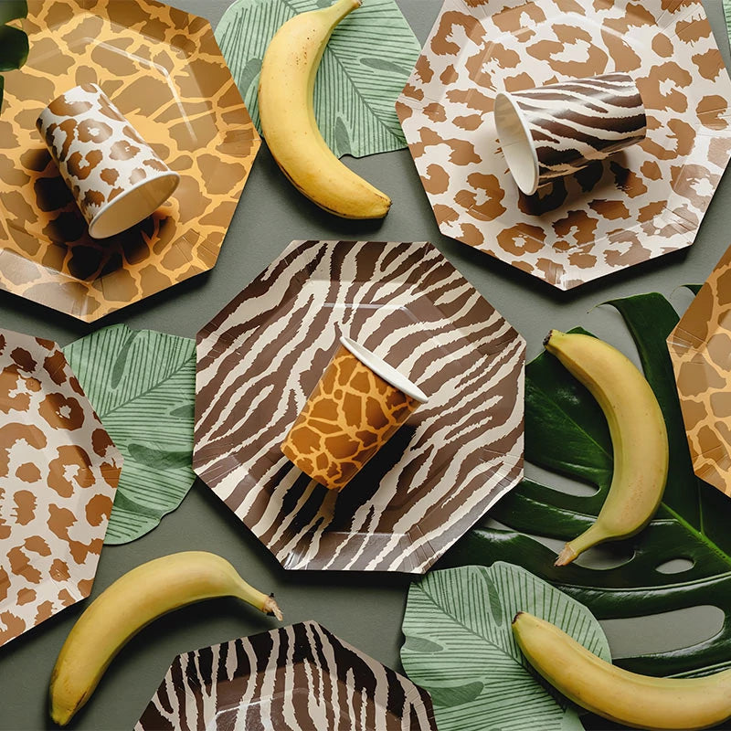 Platos Cartón Octogonal 23 cm Animal Print