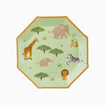 Flat Octagonal Cardboard Plate 23 cm Safari