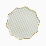 Plato Cartón Llano Ø 23 cm Vichy Verde Pastel