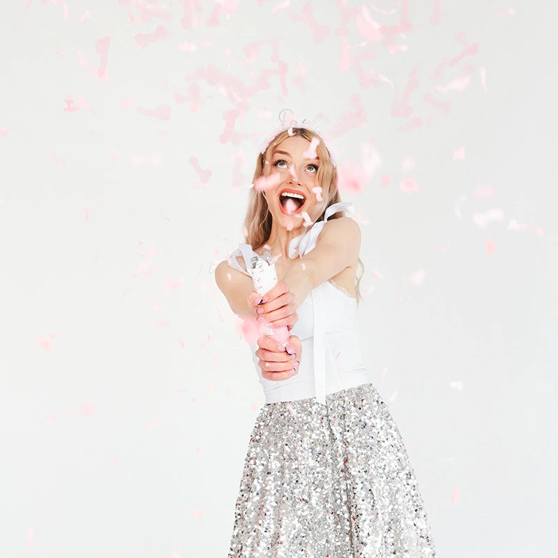 Cañon Confeti Papel 20 cm Penises rosa