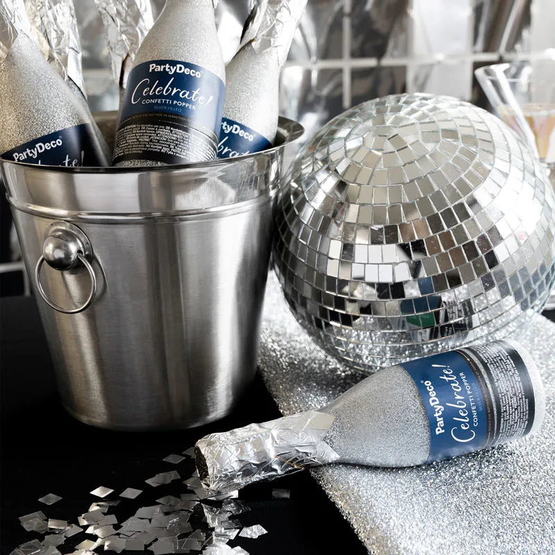 Cañon Confeti Plata Botella