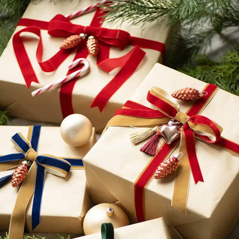 2 Rouleaux De Ruban Velours Rouge Noël - 6,3cm X 5m - Pour Emballage Cadeaux, Décoration Sapin, Bricolage
