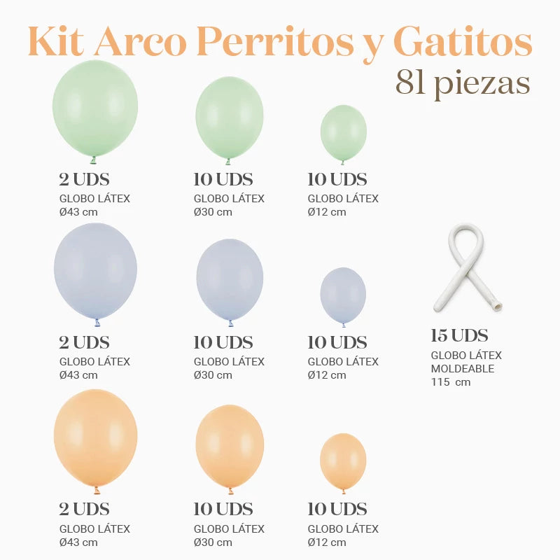 Kit Arco Globos Mascotas